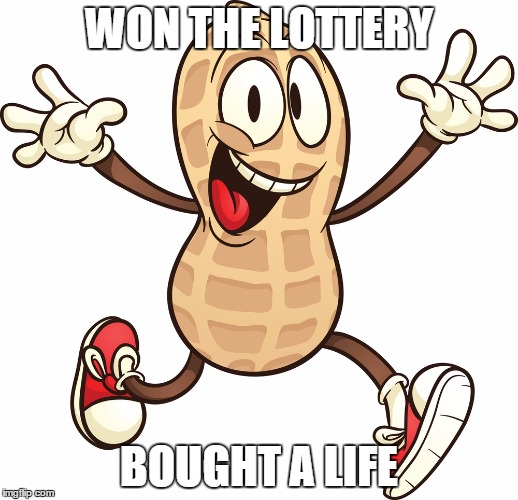 peanut pike won | WON THE LOTTERY BOUGHT A LIFE | image tagged in the rock forever alone driving | made w/ Imgflip meme maker