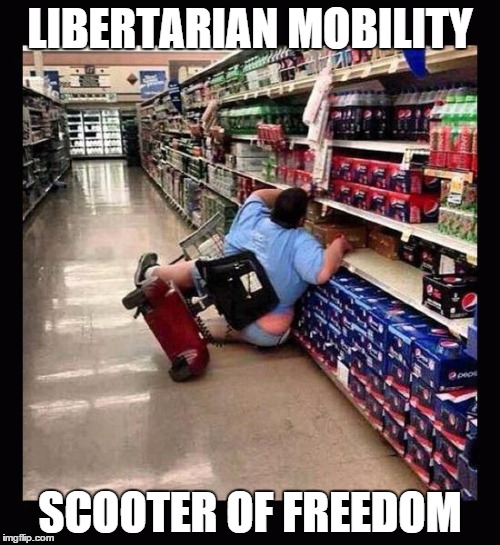 Murica Scooter | LIBERTARIAN MOBILITY SCOOTER OF FREEDOM | image tagged in murica scooter | made w/ Imgflip meme maker
