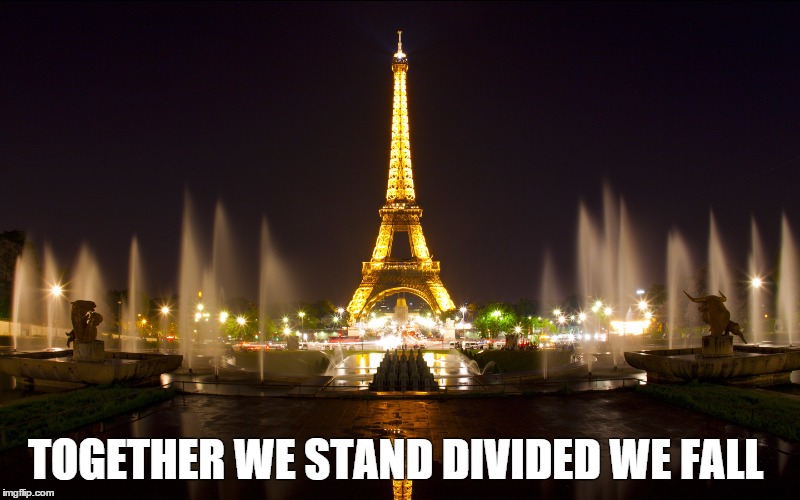 TOGETHER WE STAND DIVIDED WE FALL | image tagged in terrorist,terrorists,terrorism,prayer,breaking news | made w/ Imgflip meme maker