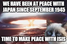 nuke | WE HAVE BEEN AT PEACE WITH JAPAN SINCE SEPTEMBER 1945 TIME TO MAKE PEACE WITH ISIS | image tagged in nuke | made w/ Imgflip meme maker