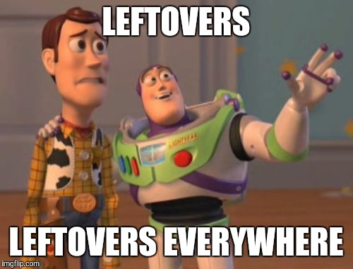 X, X Everywhere Meme | LEFTOVERS LEFTOVERS EVERYWHERE | image tagged in memes,x x everywhere | made w/ Imgflip meme maker