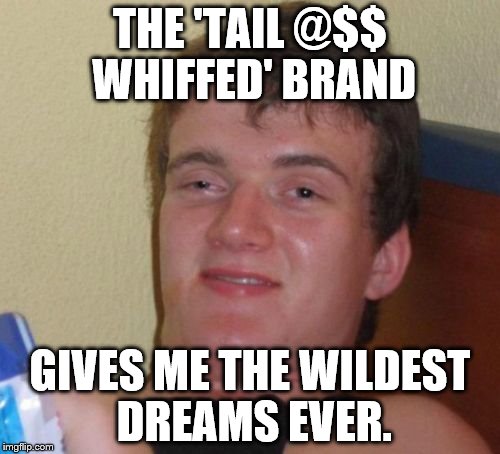 10 Guy Meme | THE 'TAIL @$$ WHIFFED' BRAND GIVES ME THE WILDEST DREAMS EVER. | image tagged in memes,10 guy | made w/ Imgflip meme maker