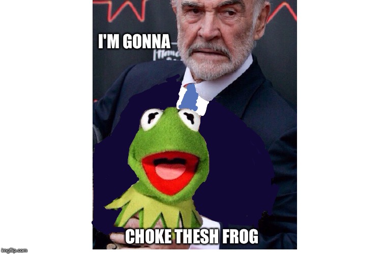 I'M GONNA CHOKE THESH FROG | image tagged in funny memes,sean connery  kermit | made w/ Imgflip meme maker