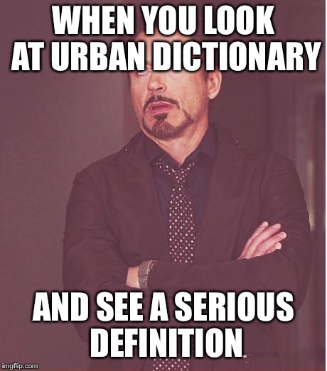 Face You Make Robert Downey Jr | WHEN YOU LOOK AT URBAN DICTIONARY AND SEE A SERIOUS DEFINITION | image tagged in memes,face you make robert downey jr | made w/ Imgflip meme maker