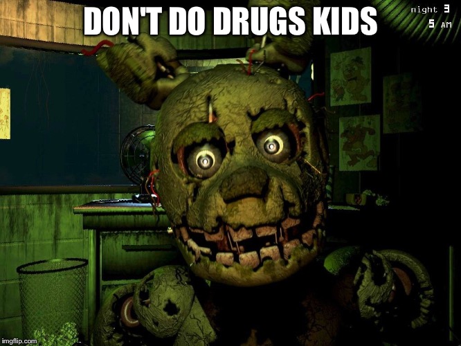 The aftermath | DON'T DO DRUGS KIDS | image tagged in springtrap | made w/ Imgflip meme maker