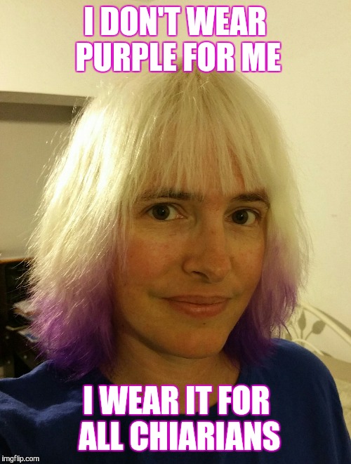Chiari Family | I DON'T WEAR PURPLE FOR ME I WEAR IT FOR ALL CHIARIANS | image tagged in brain,purple | made w/ Imgflip meme maker
