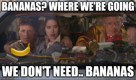 BANANAS? WHERE WE'RE GOING WE DON'T NEED.. BANANAS | made w/ Imgflip meme maker