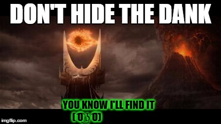 Eye Of Sauron Meme | DON'T HIDE THE DANK YOU KNOW I'LL FIND IT     ( ͡O ͜ʖ ͡O) | image tagged in memes,eye of sauron | made w/ Imgflip meme maker