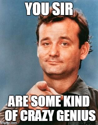Bill Murray You're Awesome | YOU SIR ARE SOME KIND OF CRAZY GENIUS | image tagged in bill murray you're awesome | made w/ Imgflip meme maker