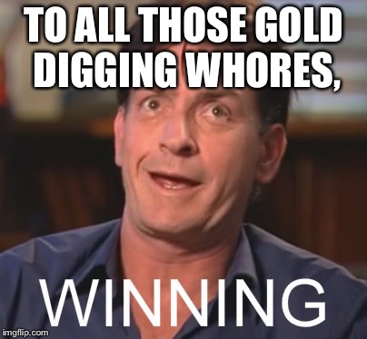 Winning | TO ALL THOSE GOLD DIGGING W**RES, | image tagged in winning | made w/ Imgflip meme maker