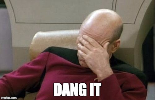 Captain Picard Facepalm Meme | DANG IT | image tagged in memes,captain picard facepalm | made w/ Imgflip meme maker