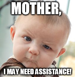 Skeptical Baby Meme | MOTHER, I MAY NEED ASSISTANCE! | image tagged in memes,skeptical baby | made w/ Imgflip meme maker