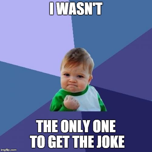 Success Kid Meme | I WASN'T THE ONLY ONE TO GET THE JOKE | image tagged in memes,success kid | made w/ Imgflip meme maker