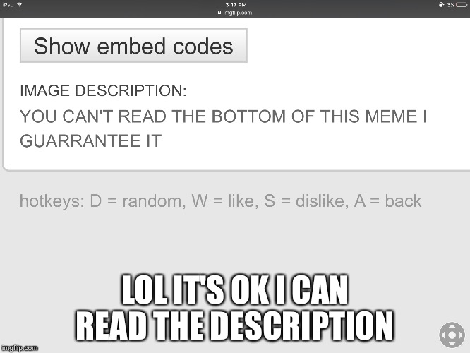 LOL IT'S OK I CAN READ THE DESCRIPTION | made w/ Imgflip meme maker