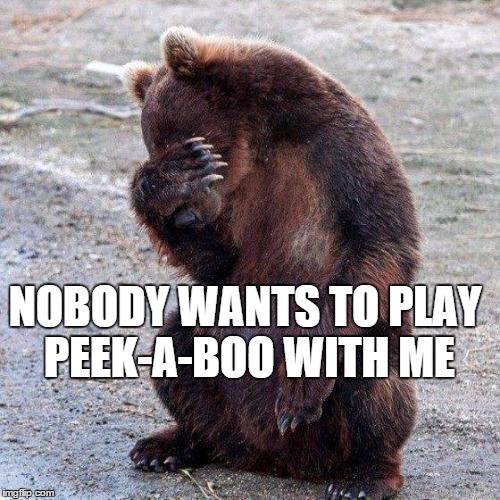 Poor animals | NOBODY WANTS TO PLAY PEEK-A-BOO WITH ME | image tagged in poor animals | made w/ Imgflip meme maker