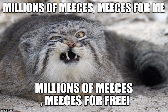 MILLIONS OF MEECES, MEECES FOR ME MILLIONS OF MEECES , MEECES FOR FREE! | made w/ Imgflip meme maker