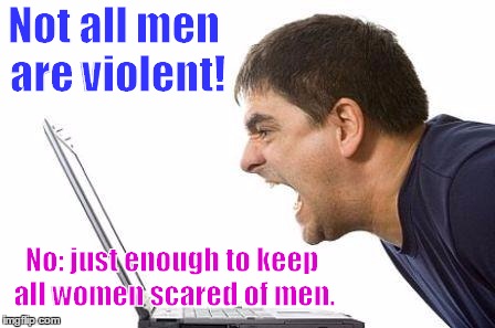Not all men are violent! No: just enough to keep all women scared of men. | made w/ Imgflip meme maker