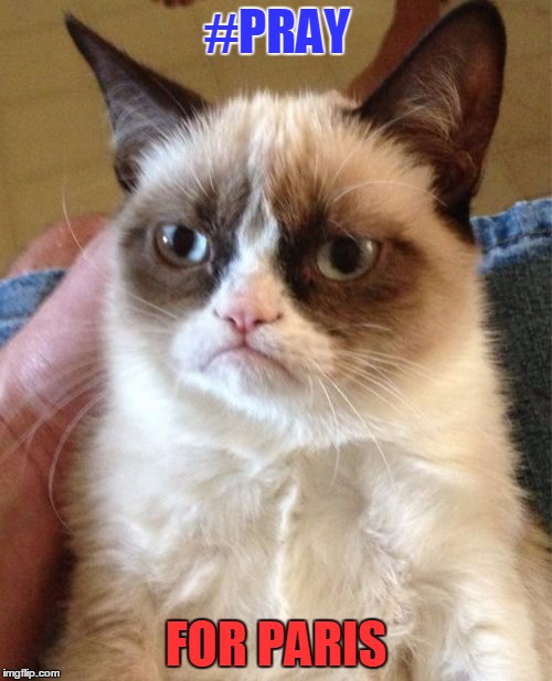 Grumpy Cat | #PRAY FOR PARIS | image tagged in memes,grumpy cat | made w/ Imgflip meme maker