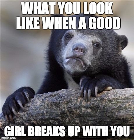 Confession Bear | WHAT YOU LOOK LIKE WHEN A GOOD GIRL BREAKS UP WITH YOU | image tagged in memes,confession bear | made w/ Imgflip meme maker