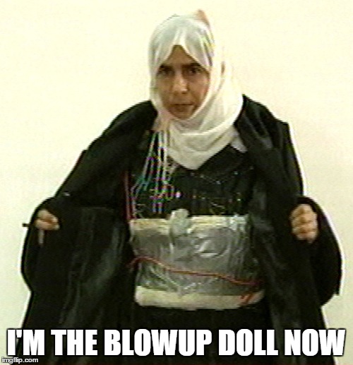 Isis Pinup | I'M THE BLOWUP DOLL NOW | image tagged in isis pinup | made w/ Imgflip meme maker