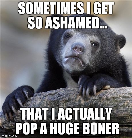 Shameboner Bear | SOMETIMES I GET SO ASHAMED... THAT I ACTUALLY POP A HUGE BONER | image tagged in memes,confession bear,shame,boner,boners,erection | made w/ Imgflip meme maker