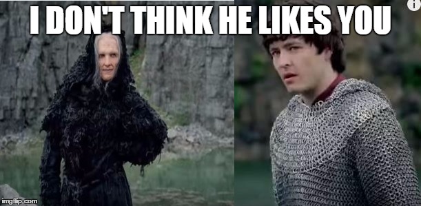 I don't think he likes you | I DON'T THINK HE LIKES YOU | image tagged in merlin | made w/ Imgflip meme maker