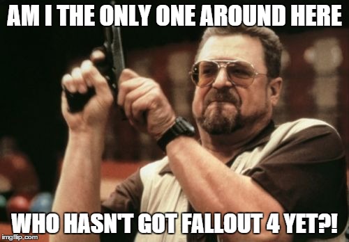 Am I The Only One Around Here | AM I THE ONLY ONE AROUND HERE WHO HASN'T GOT FALLOUT 4 YET?! | image tagged in memes,am i the only one around here | made w/ Imgflip meme maker