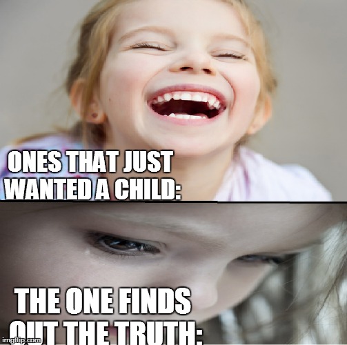ONES THAT JUST WANTED A CHILD: THE ONE FINDS OUT THE TRUTH: | made w/ Imgflip meme maker