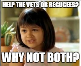 Why not both | HELP THE VETS OR REGUGEES? WHY NOT BOTH? | image tagged in why not both | made w/ Imgflip meme maker