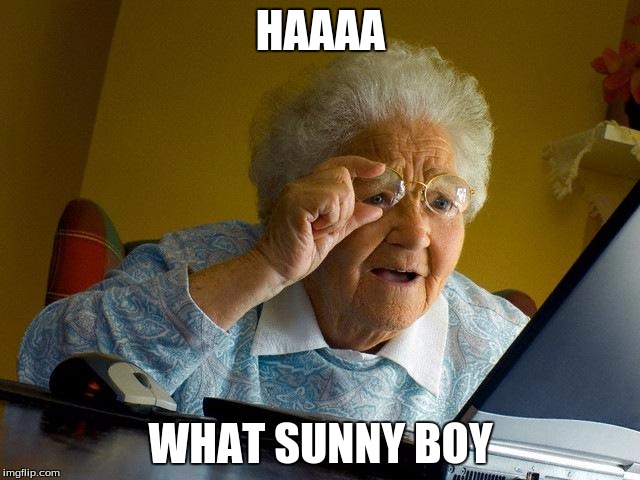 Grandma Finds The Internet | HAAAA WHAT SUNNY BOY | image tagged in memes,grandma finds the internet | made w/ Imgflip meme maker