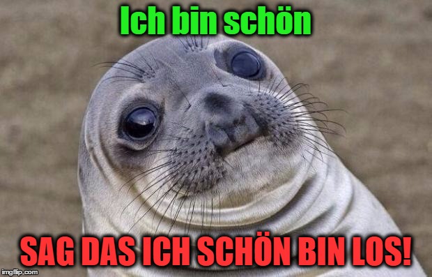 Awkward Moment Sealion Meme | Ich bin schön SAG DAS ICH SCHÖN BIN LOS! | image tagged in memes,awkward moment sealion | made w/ Imgflip meme maker