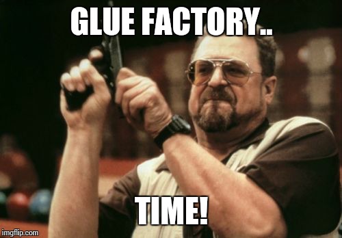 Am I The Only One Around Here Meme | GLUE FACTORY.. TIME! | image tagged in memes,am i the only one around here | made w/ Imgflip meme maker