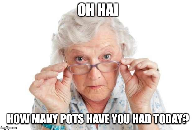 Grandma Pots | image tagged in grandma,pot,funny | made w/ Imgflip meme maker