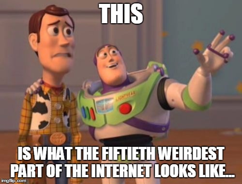 Imagine what the weirdest part of the internet would be like... or better yet don't! | THIS IS WHAT THE FIFTIETH WEIRDEST PART OF THE INTERNET LOOKS LIKE... | image tagged in memes,x x everywhere,internet | made w/ Imgflip meme maker