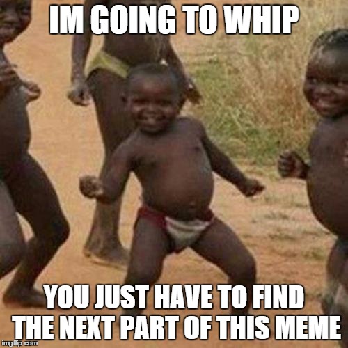 Third World Success Kid | IM GOING TO WHIP YOU JUST HAVE TO FIND THE NEXT PART OF THIS MEME | image tagged in memes,third world success kid | made w/ Imgflip meme maker