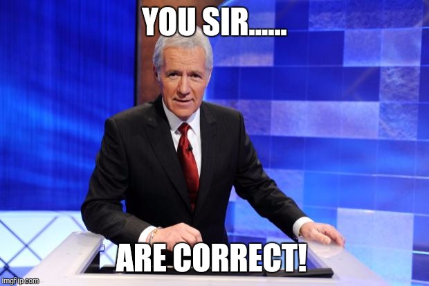 Alex Trebek | YOU SIR...... ARE CORRECT! | image tagged in alex trebek | made w/ Imgflip meme maker