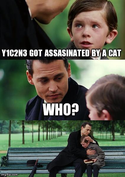 Finding Neverland Meme | Y1C2N3 GOT ASSASINATED BY A CAT WHO? | image tagged in memes,finding neverland | made w/ Imgflip meme maker