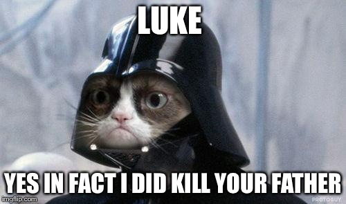 Grumpy Cat Star Wars | LUKE YES IN FACT I DID KILL YOUR FATHER | image tagged in memes,grumpy cat star wars,grumpy cat | made w/ Imgflip meme maker