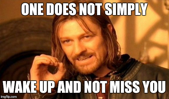 One Does Not Simply Meme | ONE DOES NOT SIMPLY WAKE UP AND NOT MISS YOU | image tagged in memes,one does not simply | made w/ Imgflip meme maker