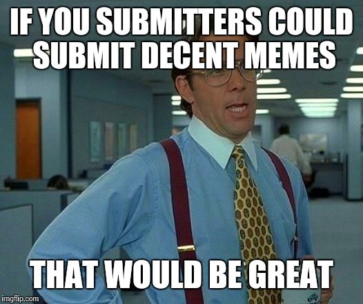 That Would Be Great Meme | IF YOU SUBMITTERS COULD SUBMIT DECENT MEMES THAT WOULD BE GREAT | image tagged in memes,that would be great | made w/ Imgflip meme maker