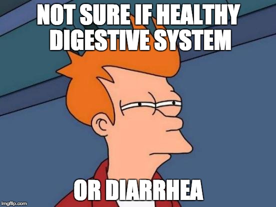 Futurama Fry Meme | NOT SURE IF HEALTHY DIGESTIVE SYSTEM OR DIARRHEA | image tagged in memes,futurama fry,AdviceAnimals | made w/ Imgflip meme maker