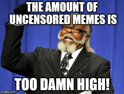 About NSFW content | THE AMOUNT OF UNCENSORED MEMES IS TOO DAMN HIGH! | image tagged in memes,too damn high | made w/ Imgflip meme maker