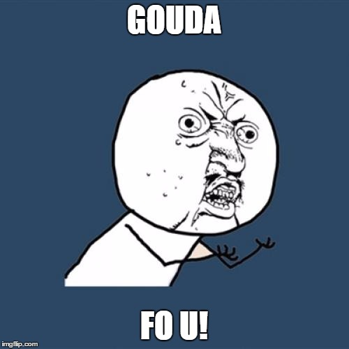 Y U No Meme | GOUDA FO U! | image tagged in memes,y u no | made w/ Imgflip meme maker