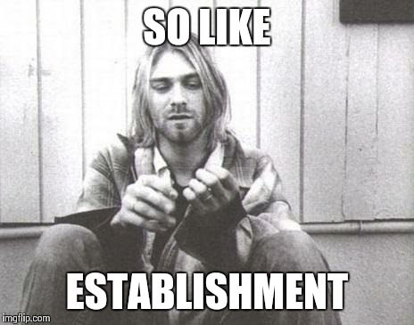 Kurt Cobain | SO LIKE ESTABLISHMENT | image tagged in kurt cobain | made w/ Imgflip meme maker