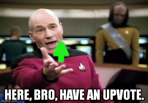 Good Guy Picard | ^ || | HERE, BRO, HAVE AN UPVOTE. | image tagged in memes,captain picard | made w/ Imgflip meme maker