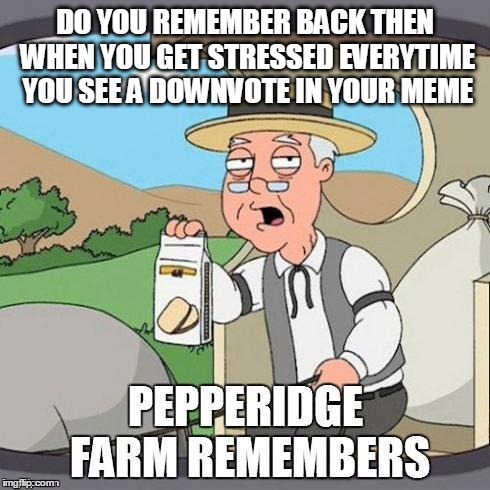 Ahhh , those were the Dayss ..  | DO YOU REMEMBER BACK THEN WHEN YOU GET STRESSED EVERYTIME YOU SEE A DOWNVOTE IN YOUR MEME | image tagged in pepperidge farm remembers | made w/ Imgflip meme maker