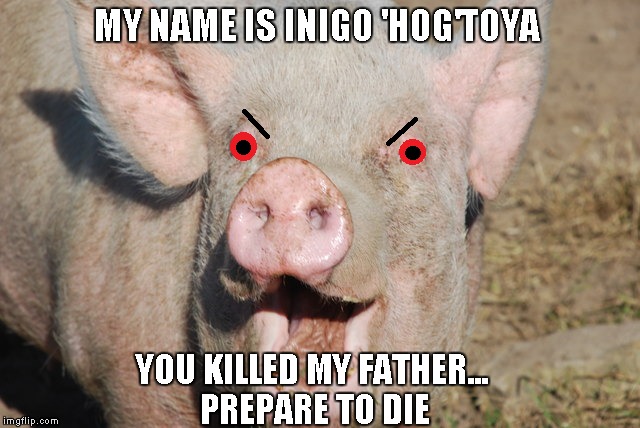 MY NAME IS INIGO 'HOG'TOYA YOU KILLED MY FATHER... PREPARE TO DIE | made w/ Imgflip meme maker