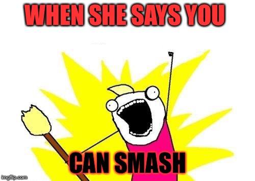 X All The Y Meme | WHEN SHE SAYS YOU CAN SMASH | image tagged in memes,x all the y | made w/ Imgflip meme maker