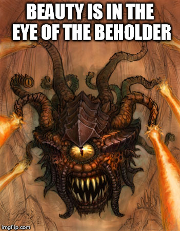 The Beholder | BEAUTY IS IN THE EYE OF THE BEHOLDER | image tagged in dd | made w/ Imgflip meme maker