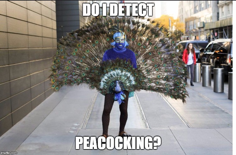 Peacocks | DO I DETECT PEACOCKING? | image tagged in peacocks | made w/ Imgflip meme maker
